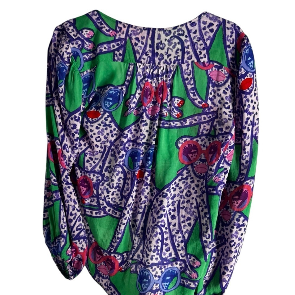 Anthropologie Kendra Dandy Dreamer tie front shirt bright maximalism small 4 - Picture 6 of 7
